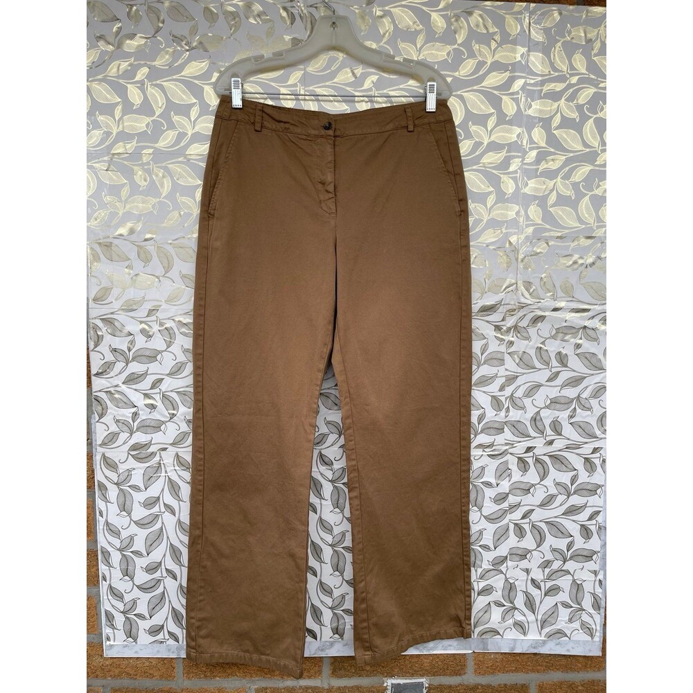 DIEGA Dark Khaki Cotton Pants Size L Quiet Luxury Neutral Minimalist Trousers